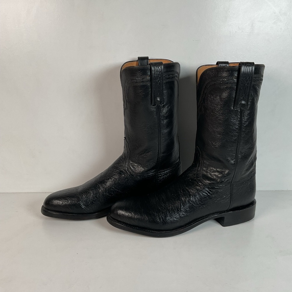 Lucchese 2000 Smooth Ostrich Roper Boots | Exotic | USA Made | Men’s 9.5 D